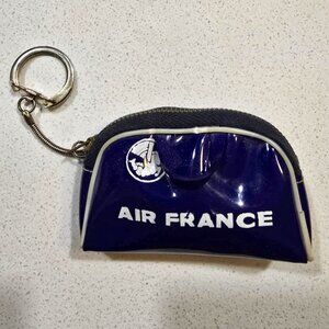 Vintage 1960s Air France Mini Vinyl Keychain Coin Purse Retro Airline Promo 1964